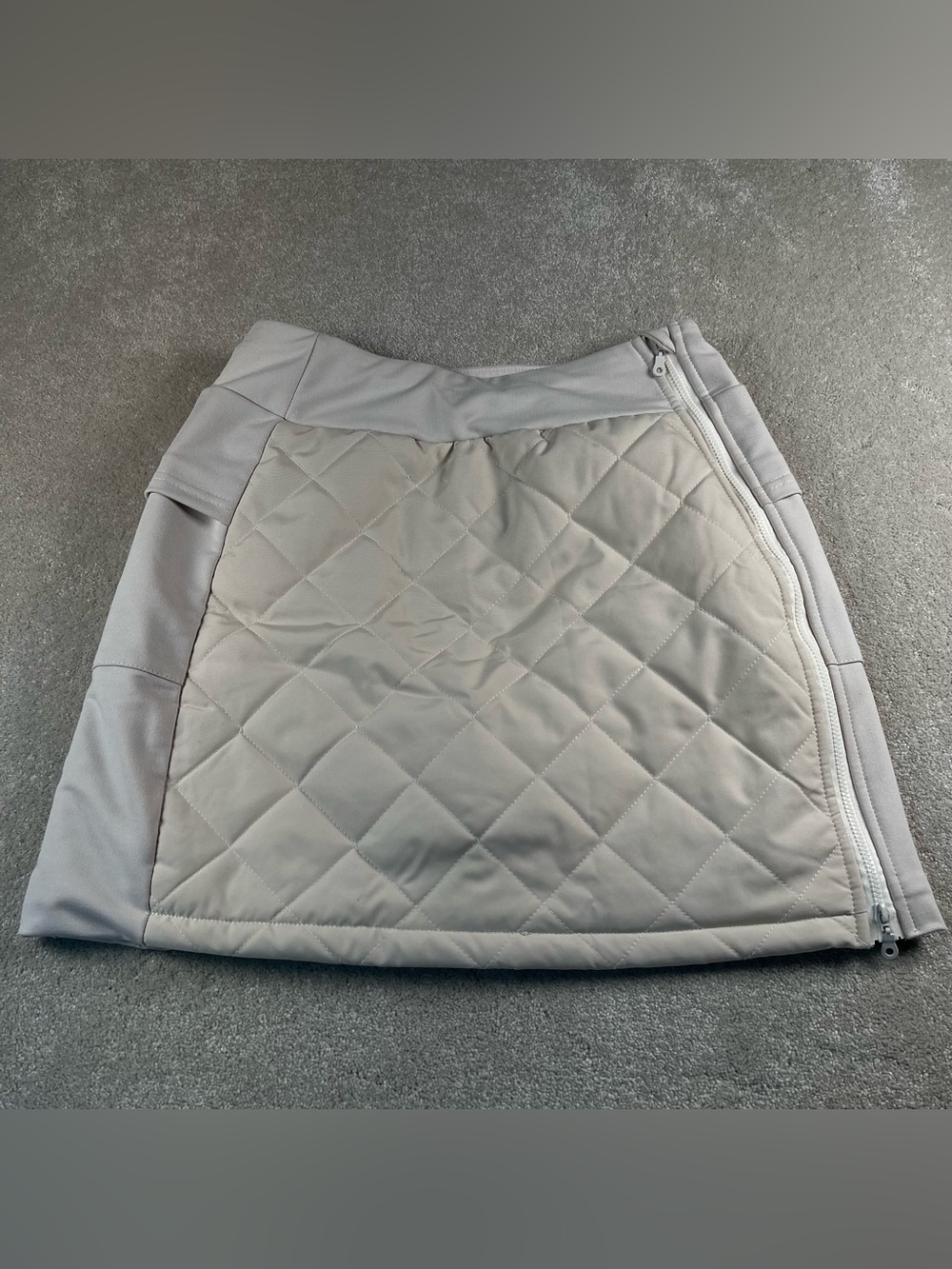 Jack Smith Skirt Cream Beige Quilted Zip Side Puffer Mini Women's small